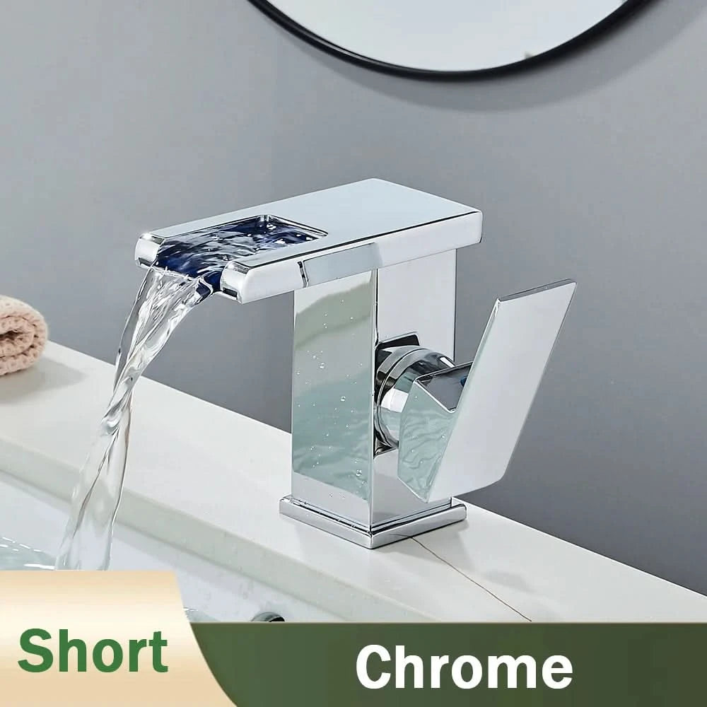 Rozin LED-Badwaschtischarmatur schwarz Wasserfall-Waschtischarmaturen Hydroelektrische LED-Waschtischarmatur Warm- und Kaltwasser-Mischbatterie