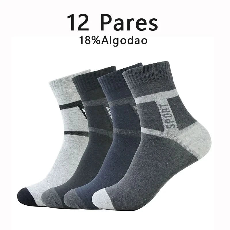 12 Pairs, Men's Cotton Socks, Breathable, Containing Cotton, Mid-top Sports Socks, Summer, Quick Dry
