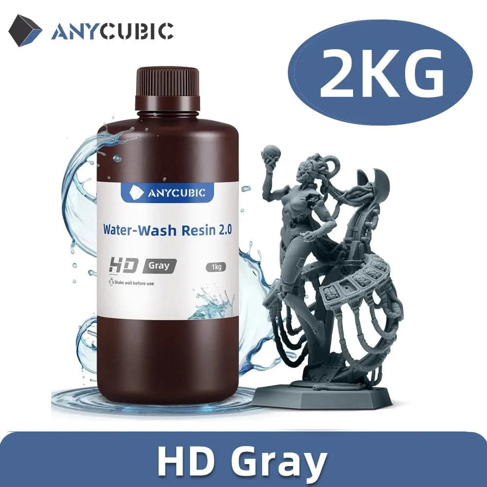 ANYCUBIC Wasserwaschbares Harz Geruchsarm Niedrige Viskosität 405nm UV-Harz für LCD-3D-Druck Hochpräzisions-3D-Druckerharz
