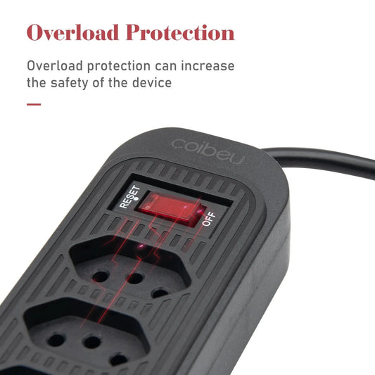 Extensão De 4 Tomadas Com 3 Usb Branco Bivolt 2 Metros Preto, Extensão Tomada,Suporte a Tensão de 110-220V, Potência de 2500W,