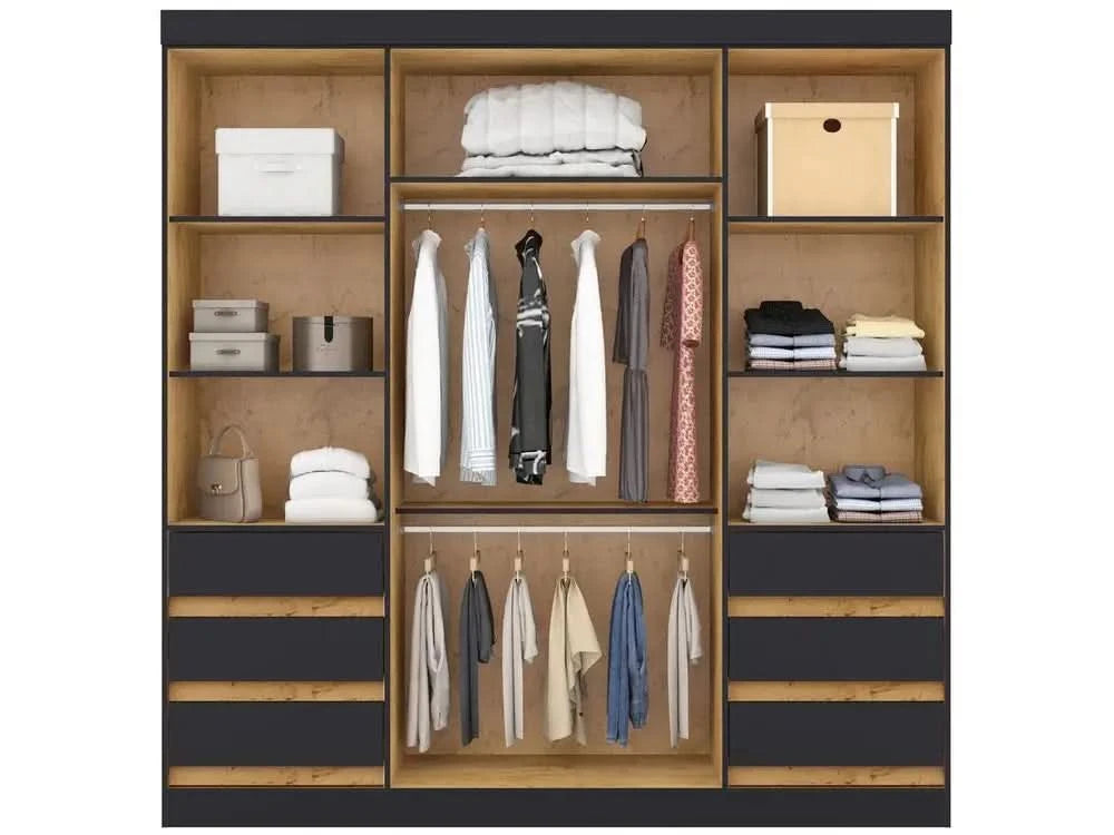 Wardrobe Couple with Mirror 4 Doors 6 Drawers Araplac Sofia