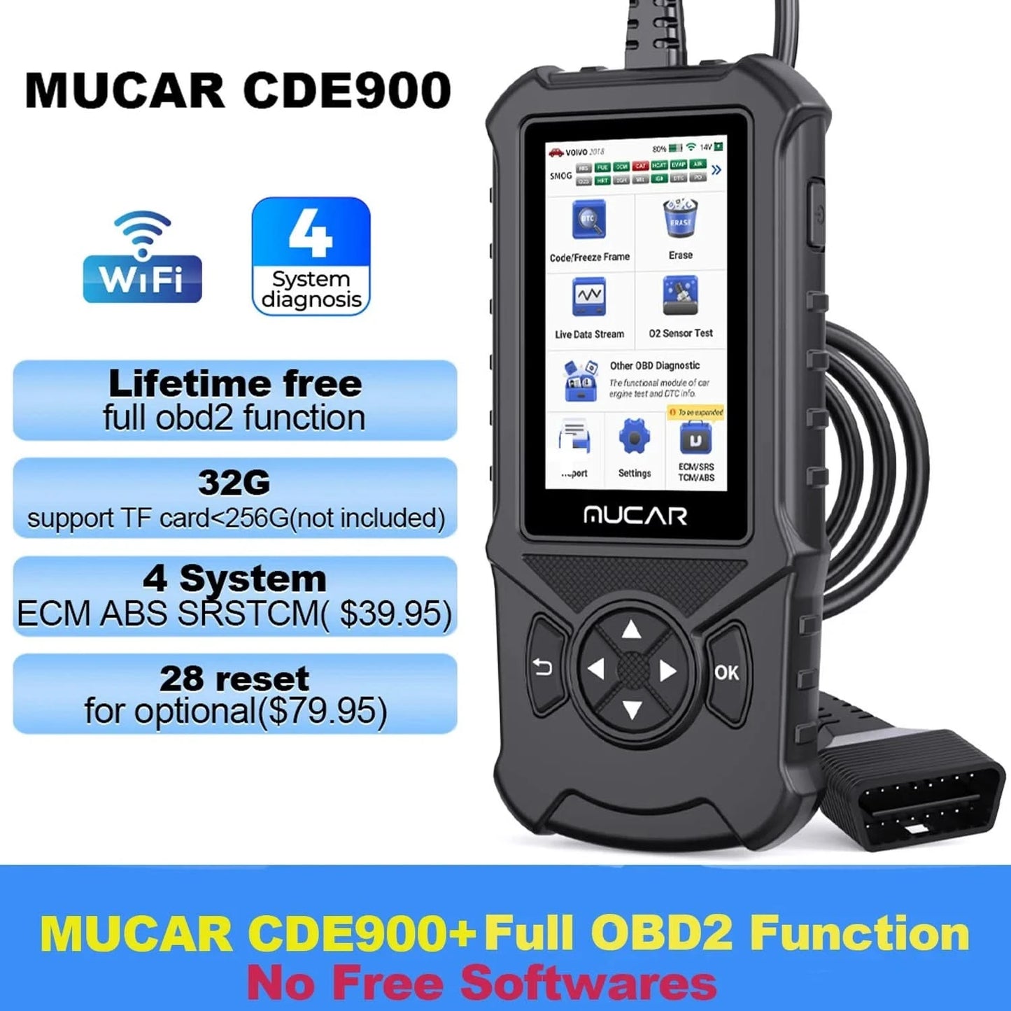 MUCAR CDE900/cde900 Pro OBD2 Diagnosegerät 32GB Scanner Bremsen Airbag Getriebe Motor Diagnose Fehlercode Lesegerät
