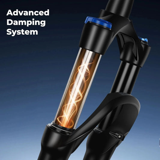 BOLANY 27.5/29inch Boost Bicycle Fork Thru Axle 100/110mm 34mm Tube Tapered Rebound Adjustment 120/140mm Travel Suspension Fork