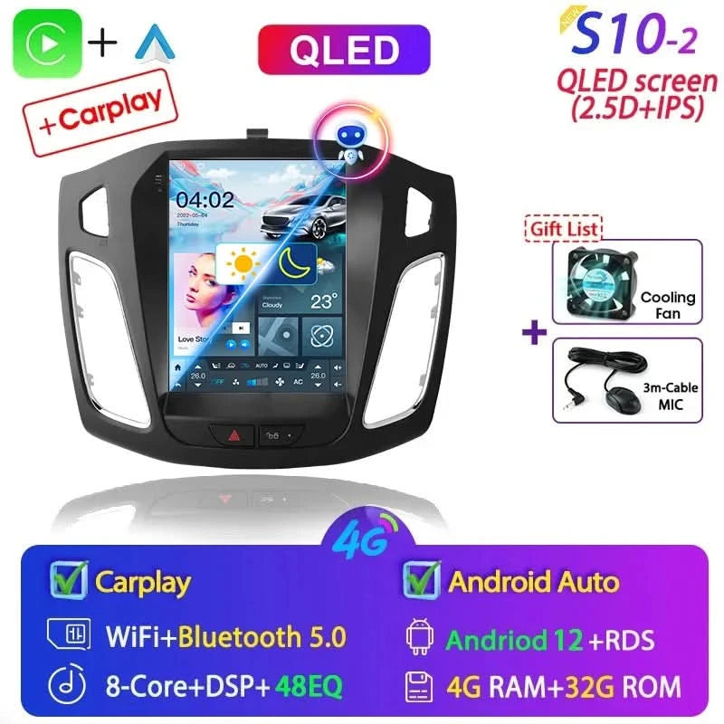 Srnubi 2 Din 9,7" Android 12 Carplay Autoradio für Ford Focus 3 Mk 3 2011 2012 - 2019 Multimedia Player 2Din GPS Auto Stereo DVD