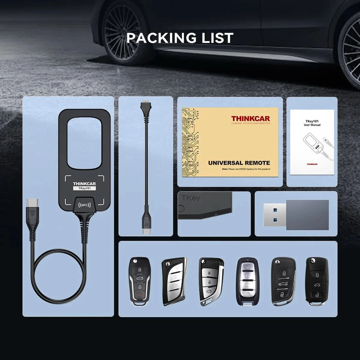 THINKCAR TKEY 101 Universal Car Key Programmer Equipment with 6 Unit Remote Keys Supports Anti-Theft Systems For THINKCAR 689BT
