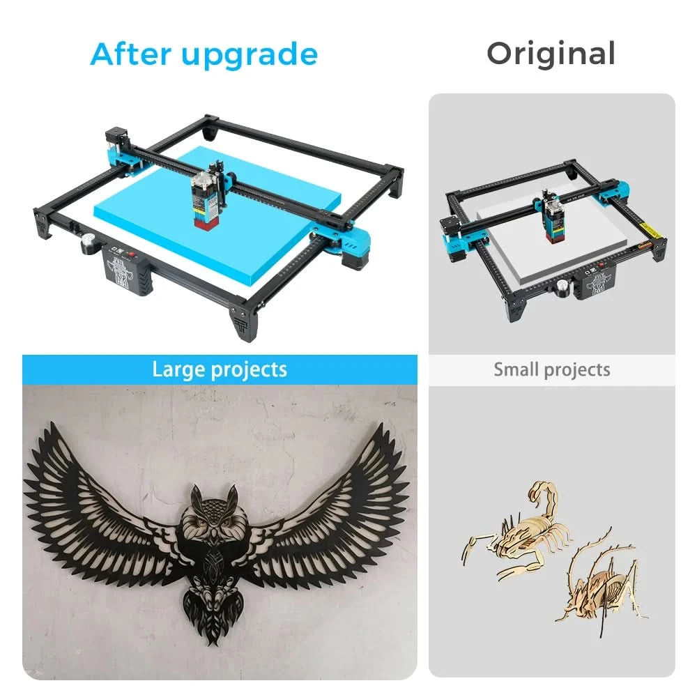TTS PRO Lasergravierer Upgrade Kit Rahmen DIY Lasergravur Aluminiumprofil 600x600mm Erweiterungskit für TTS-55 PRO TTS-10 PRO