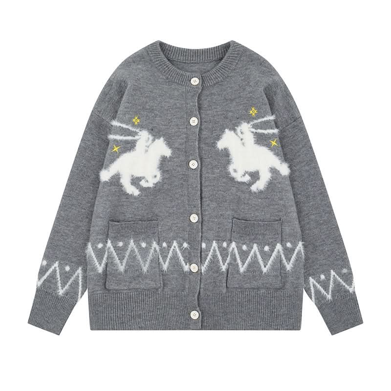 Lockere Rundhals-Strickpullover für Damen