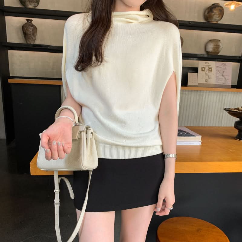 Eleganter Strickpullover für Damen mit Fledermausärmeln, lockerer Cape-Top im Boho-Stil