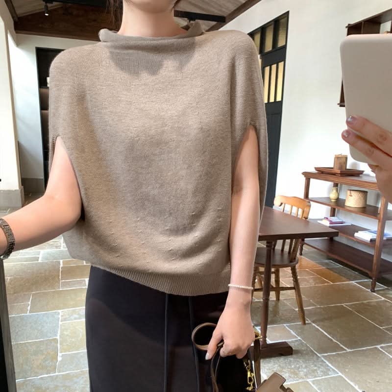 Eleganter Strickpullover für Damen mit Fledermausärmeln, lockerer Cape-Top im Boho-Stil