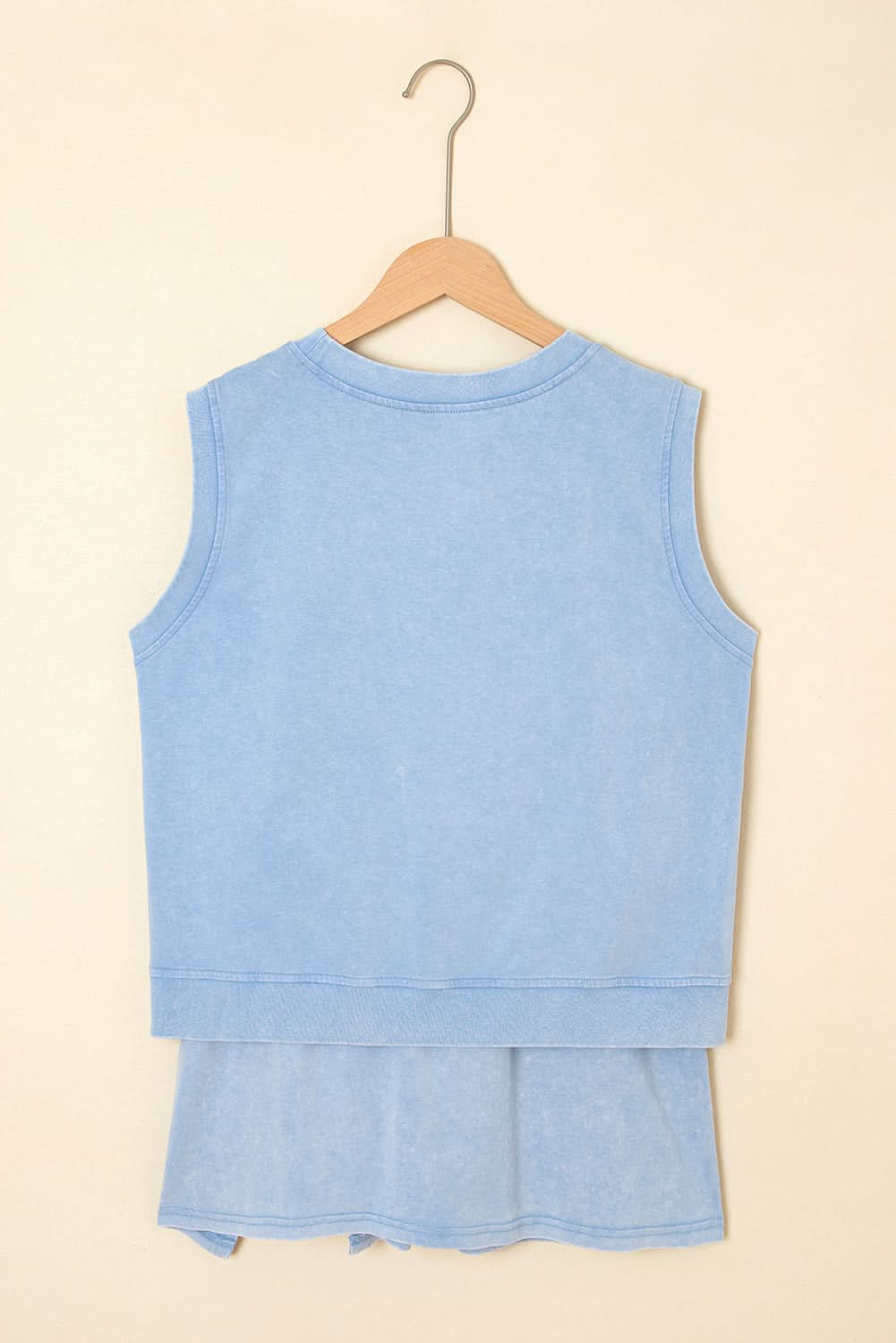 Myosotis 2 Pieces Mineral Wash Cotton Tank Top Lined Split Skirt Set