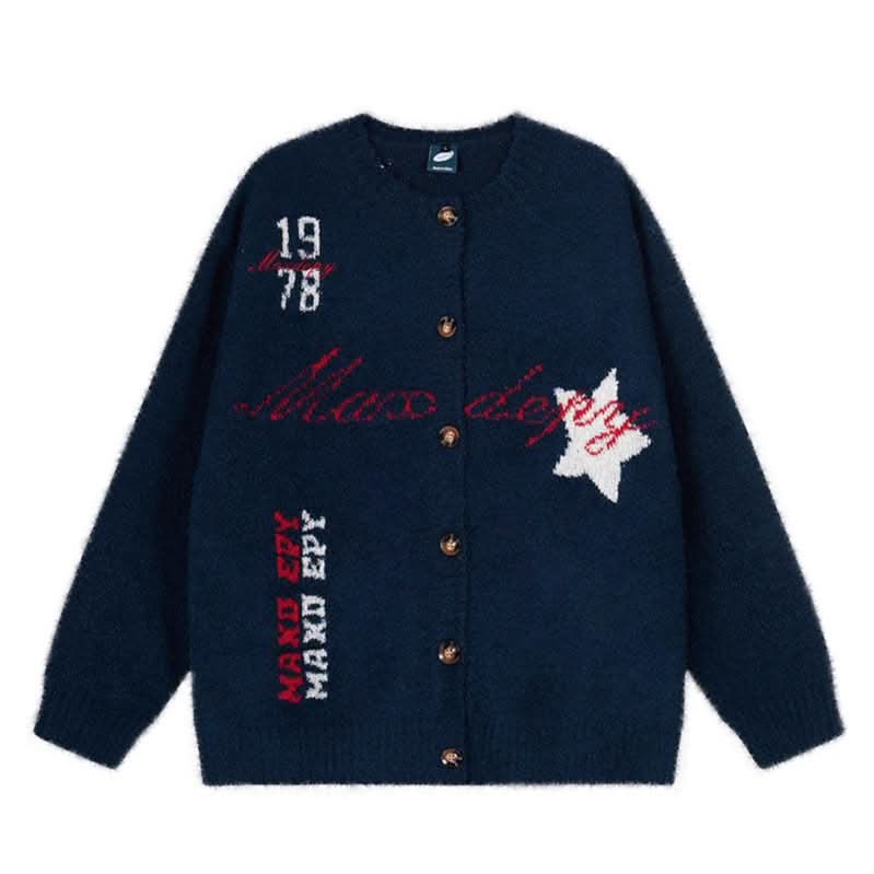 Lässiger Strickpullover mit Muster, lockere Passform, offene Vorderseite