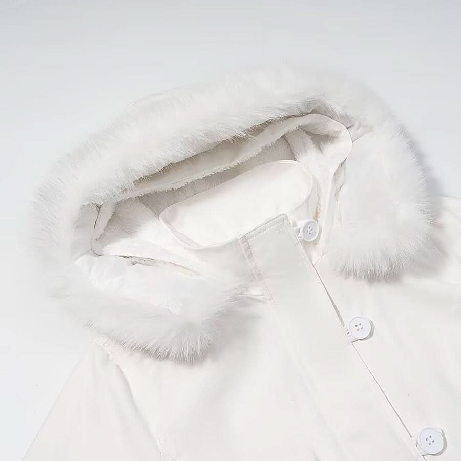 Baumwolljacke mit Kapuze und abnehmbarem Pelzkragen