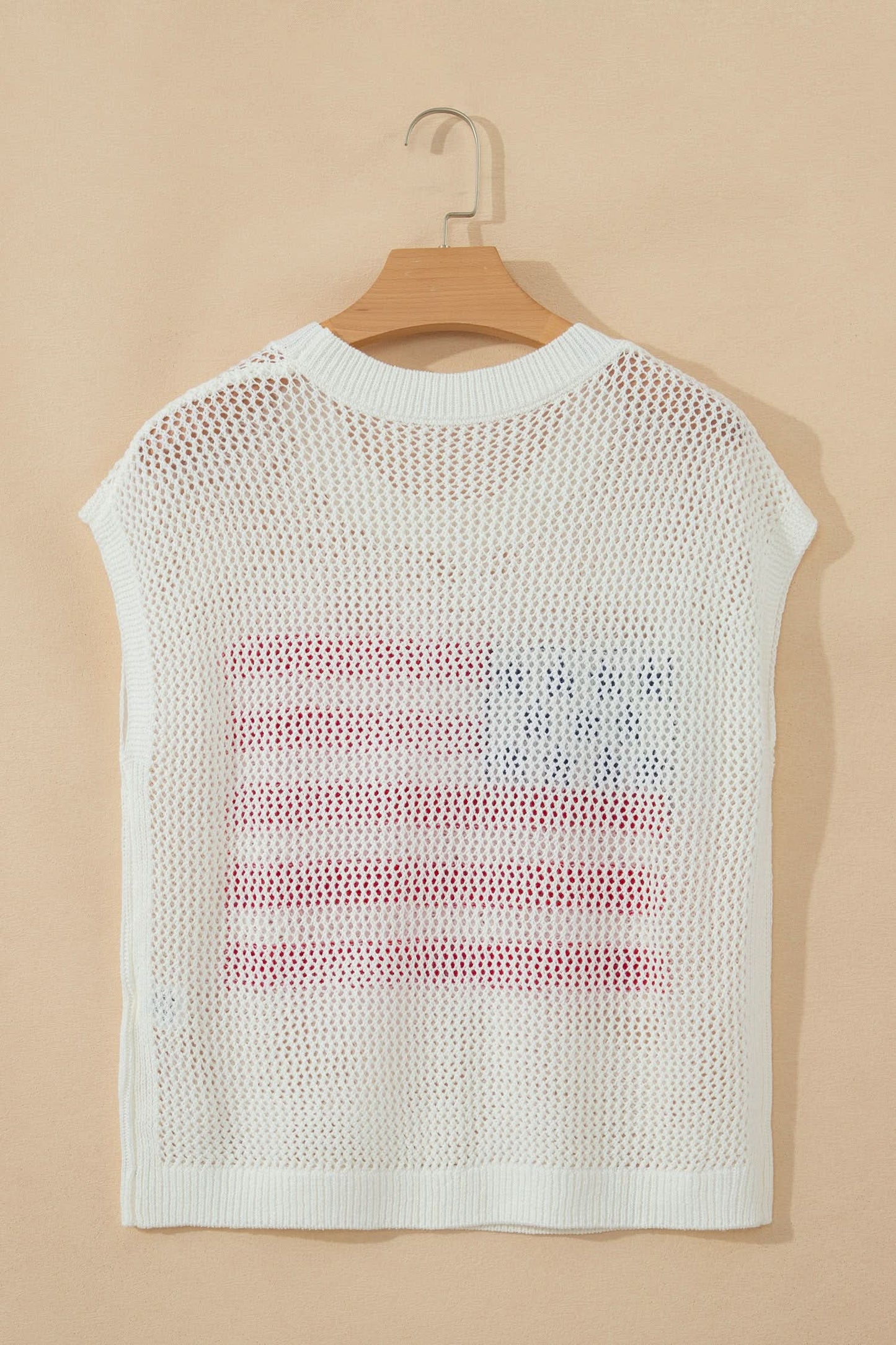 White Flag Graphic Short Sleeve Sweater Top
