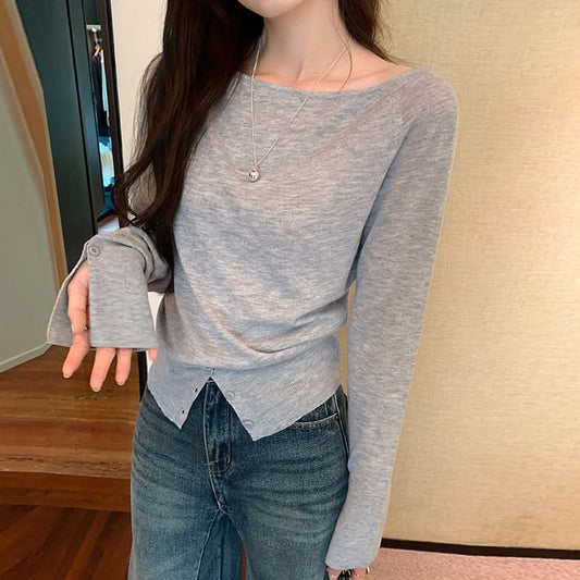 Laid-back Soft Style Off-Shoulder Asymmetrical One-Shoulder Loose Knit Top for Women