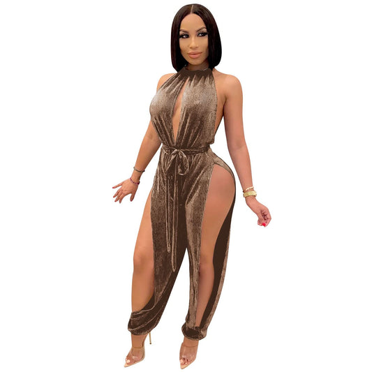 FashionStyle Sexy Strappy Elastic Split Women's Jumpsuit