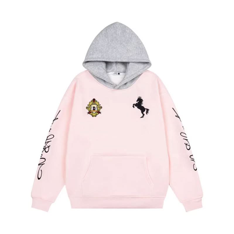 Kapuzenpullover mit Buchstabenstickerei, lockerer Fleece-Hoodie