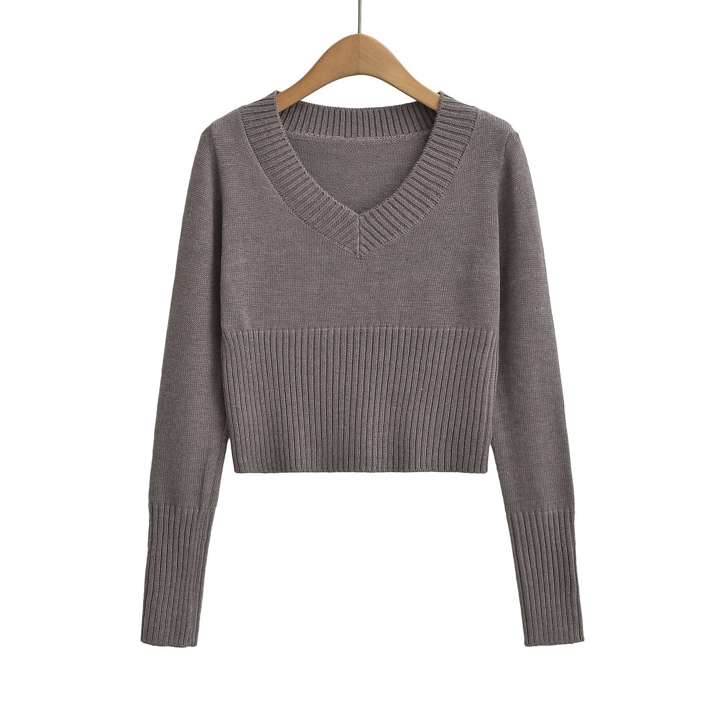 V-neck long sleeved short top