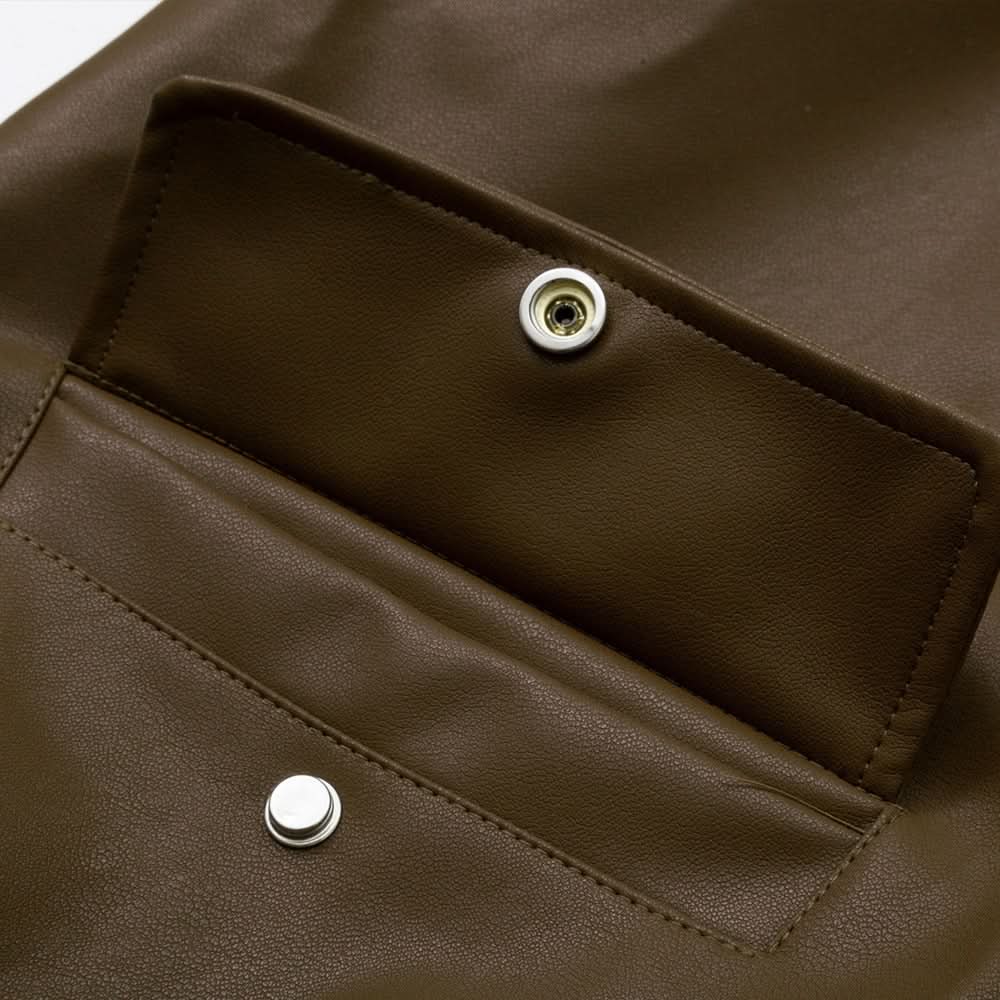 Embroidered collar leather jacket