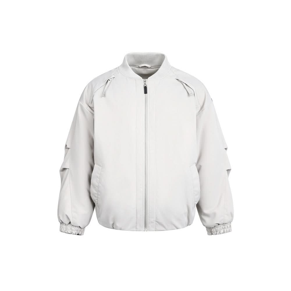 Baumwoll-Baseballjacke mit lockerem Stehkragen
