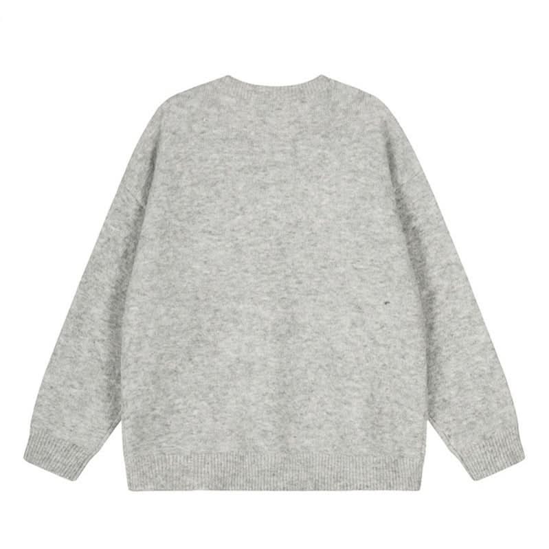 Faux-Nerz-Print Rundhals-Pullover für Damen, lockeres Strickoberteil