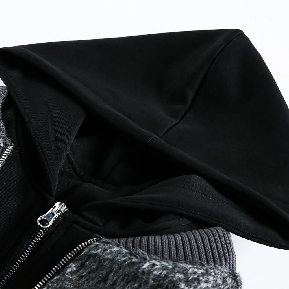 Fake two-piece spliced hooded cotton jacket