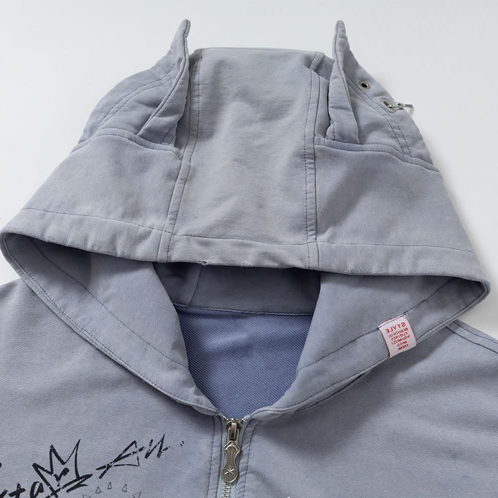Graffiti letter loose men's cardigan sweatshirt