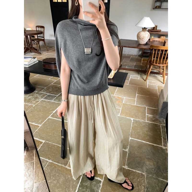 Eleganter Strickpullover für Damen mit Fledermausärmeln, lockerer Cape-Top im Boho-Stil