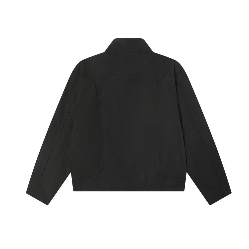 Solid color workwear stand up collar zipper jacket