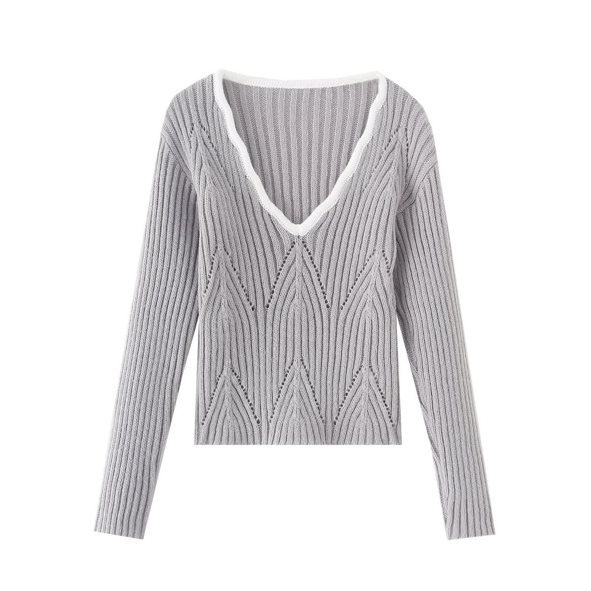 V-Ausschnitt Langarmpullover