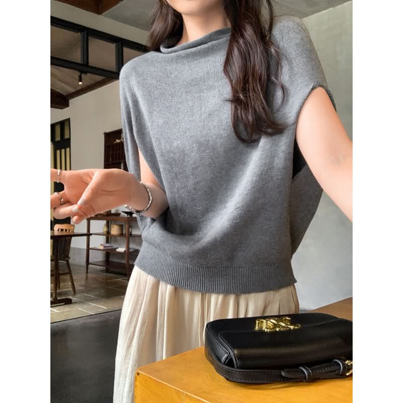 Eleganter Strickpullover für Damen mit Fledermausärmeln, lockerer Cape-Top im Boho-Stil