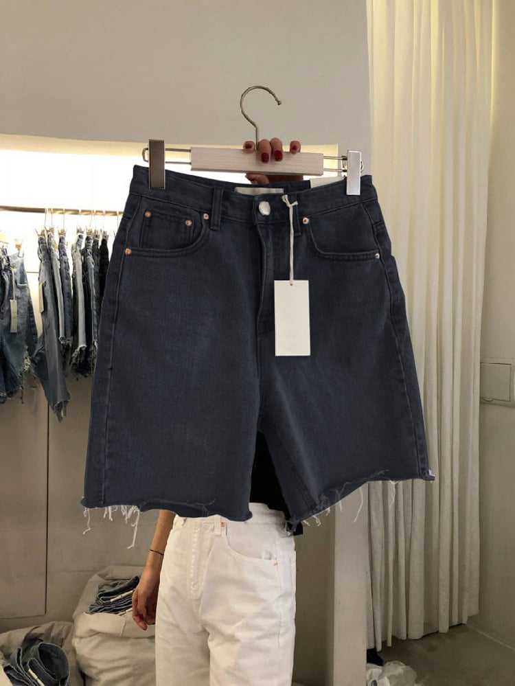 Shorts Jeans Feminino Casual Solto de Cinco Pontos