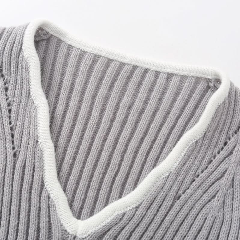 V-Ausschnitt Langarmpullover