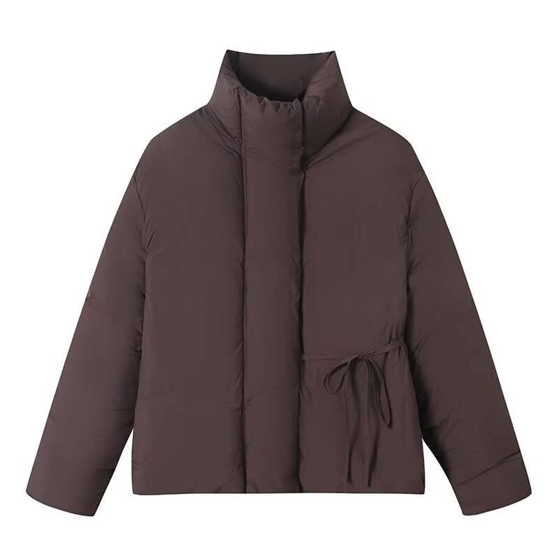 Versatile warm long sleeved lace up cotton jacket