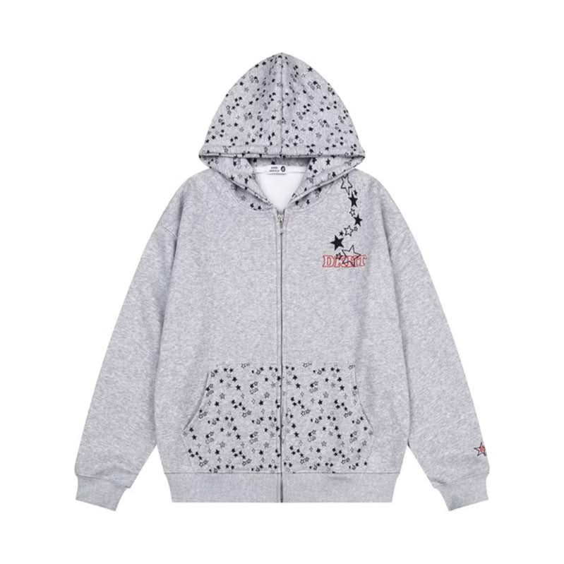 Kapuzen-Reißverschluss-Hoodie lockere Passform Langarmjacke Streetwear-Stil