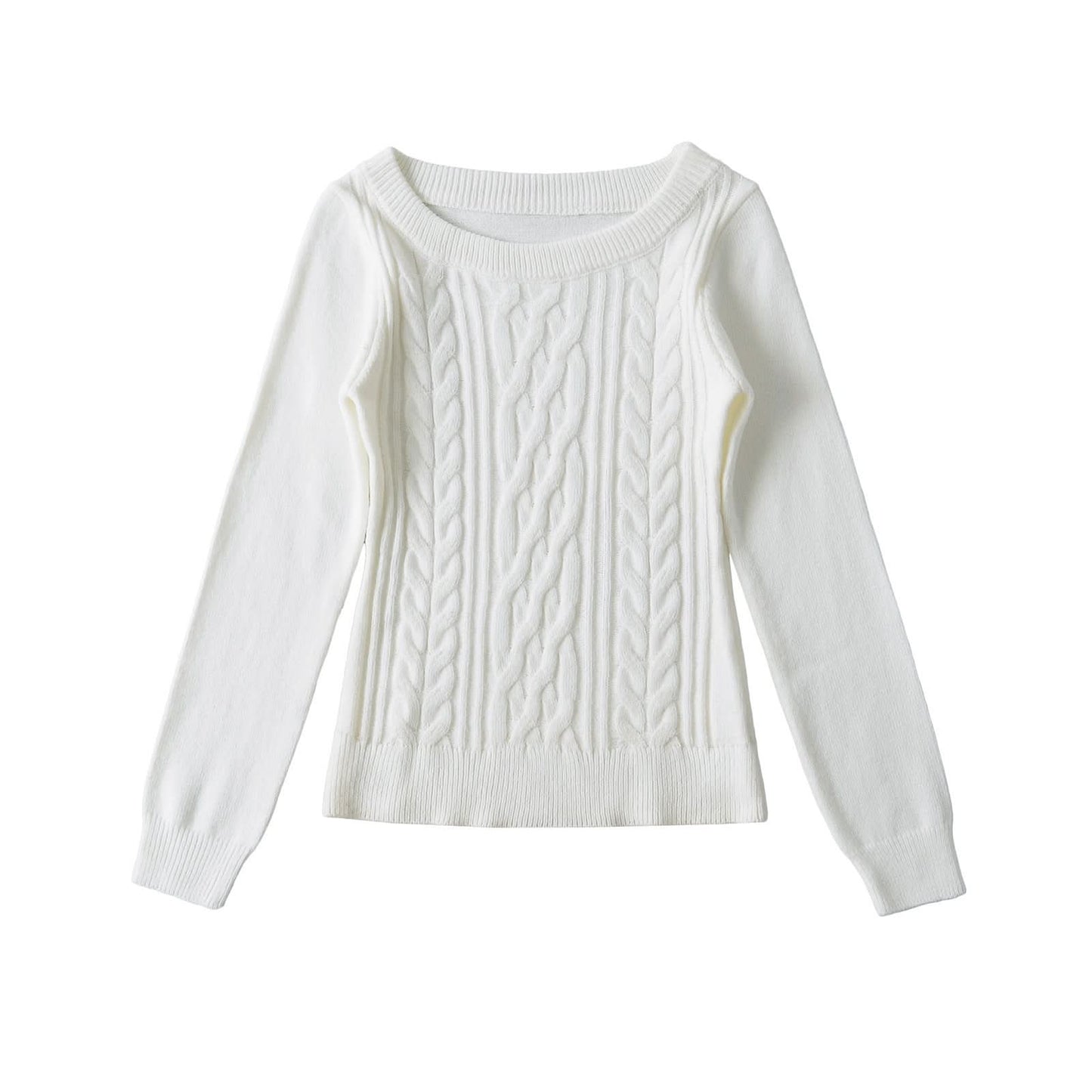 Round neck long sleeved sweater
