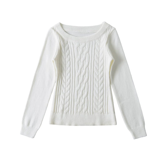 Round neck long sleeved sweater