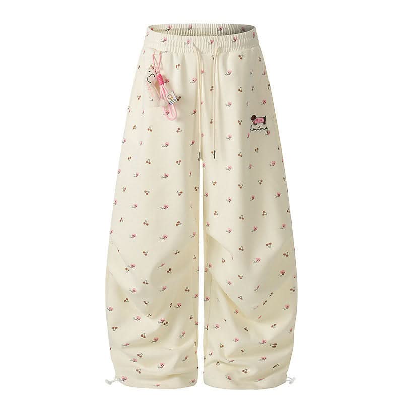 Drawstring Pendant Wide-Leg Pants for Women Casual Loose Slimming Trousers
