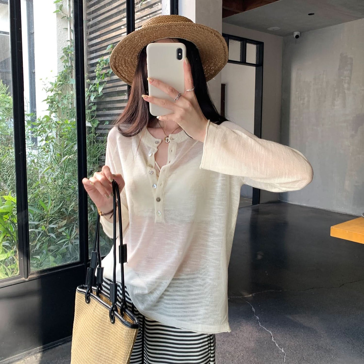 Chic Sheer Knit Long Sleeve Cover-Up for Women, Lightweight and Breathable
