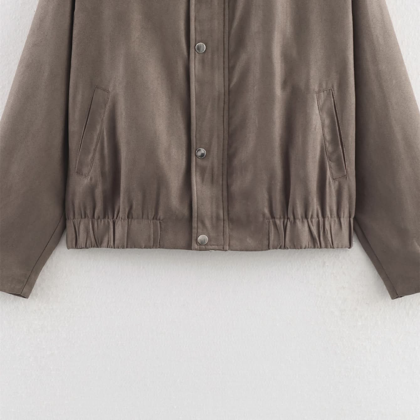 Minimally contrasting suede jacket