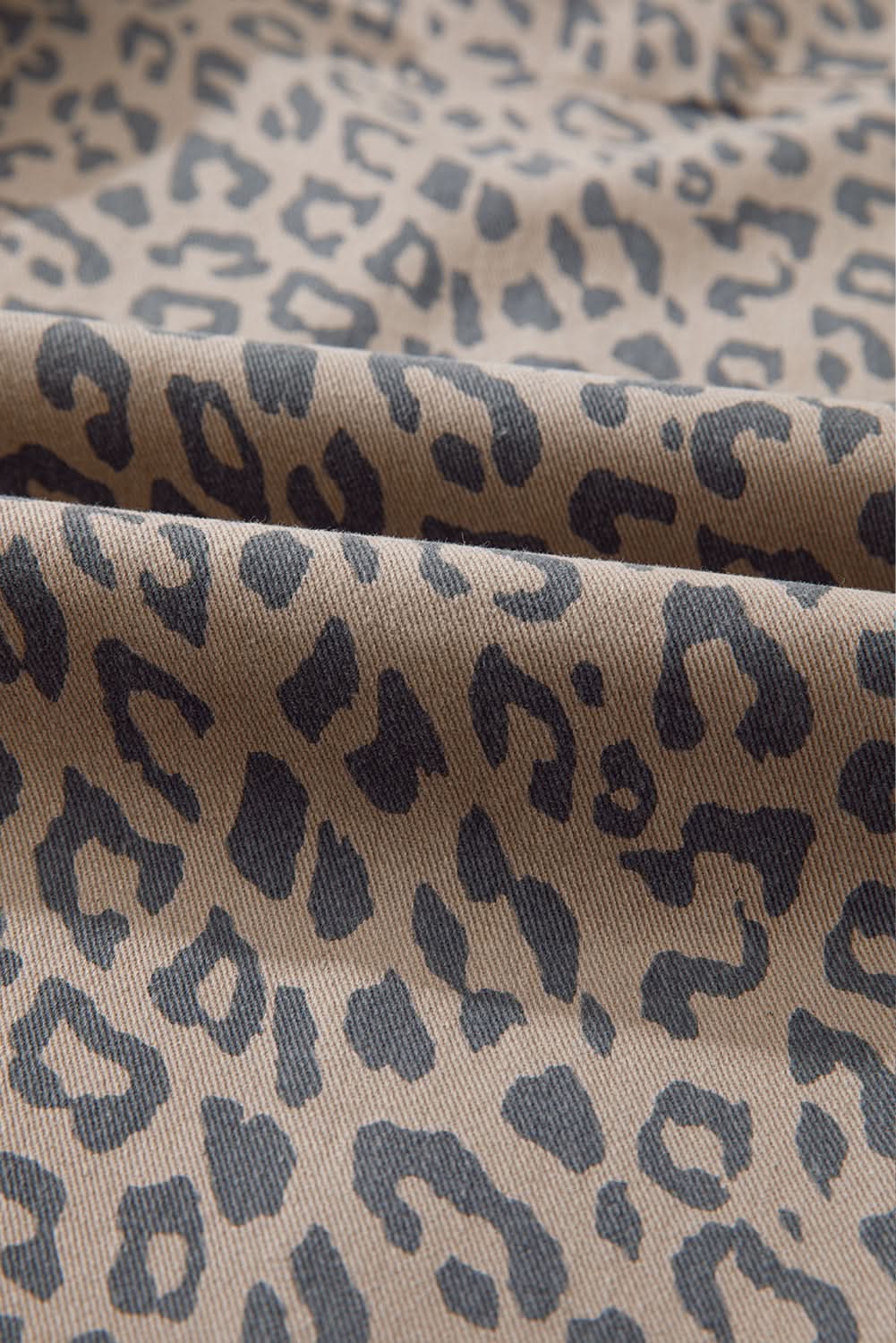 Khakifarbene Leopardenmuster Barrel-Jeans mit Kordelzug und elastischem Bund mit Taschen