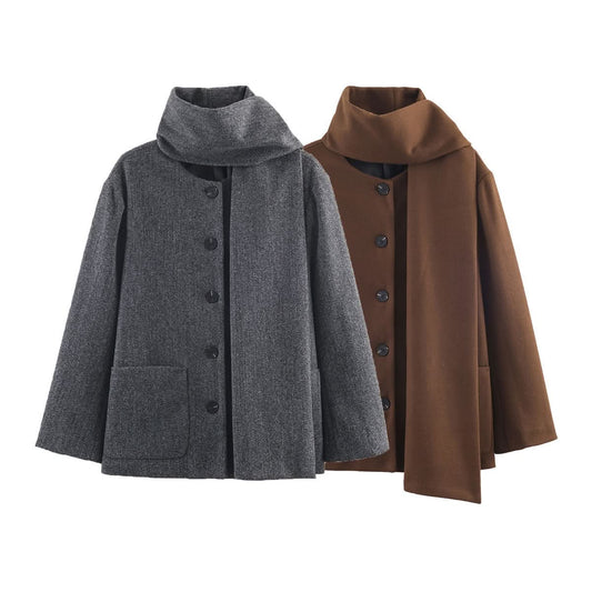 Commuter style scarf collar coat jacket