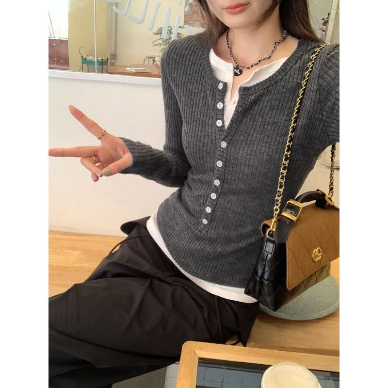 Style Minimalist High-End Knitwear Long Sleeve Top for Women