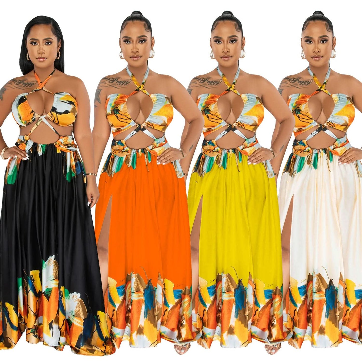 Modisches Damen-Wickelkleid, ärmellos, mit Bindegürtel, eng anliegend, lang