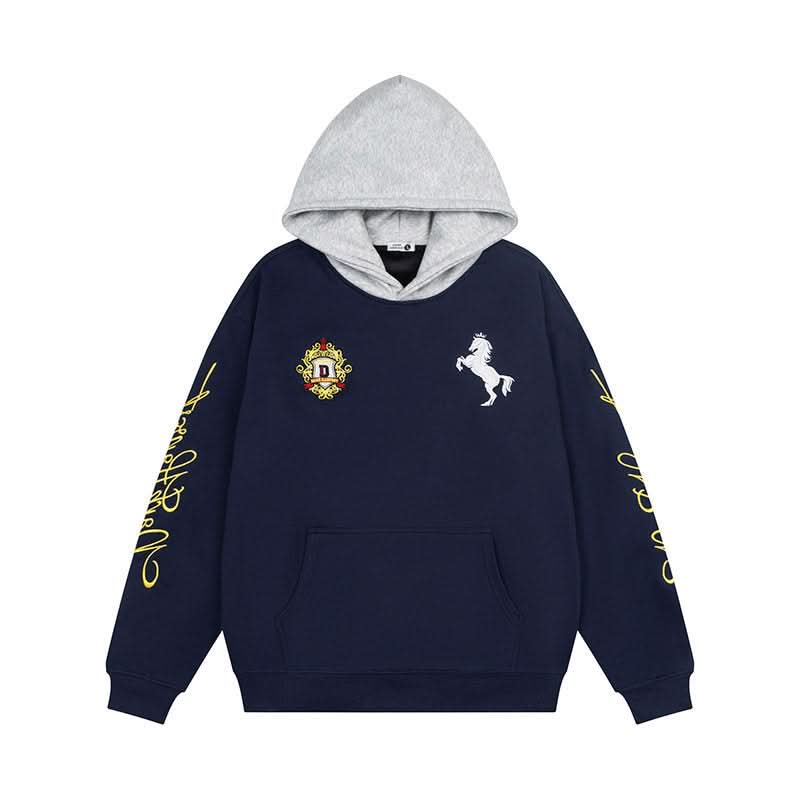 Kapuzenpullover mit Buchstabenstickerei, lockerer Fleece-Hoodie