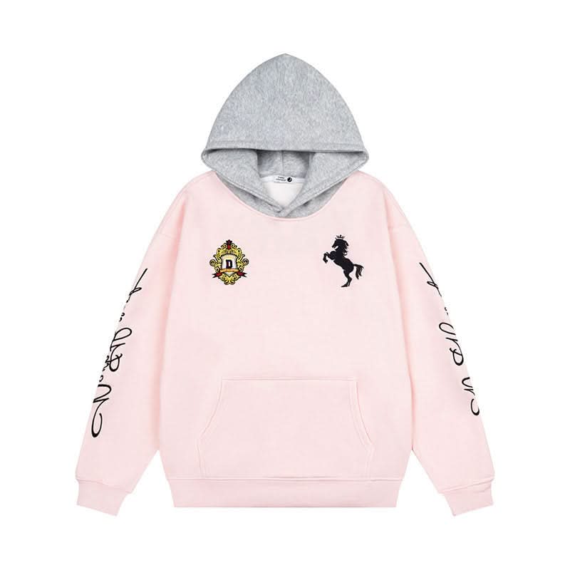 Kapuzenpullover mit Buchstabenstickerei, lockerer Fleece-Hoodie
