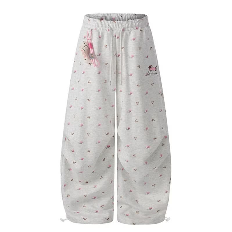 Drawstring Pendant Wide-Leg Pants for Women Casual Loose Slimming Trousers