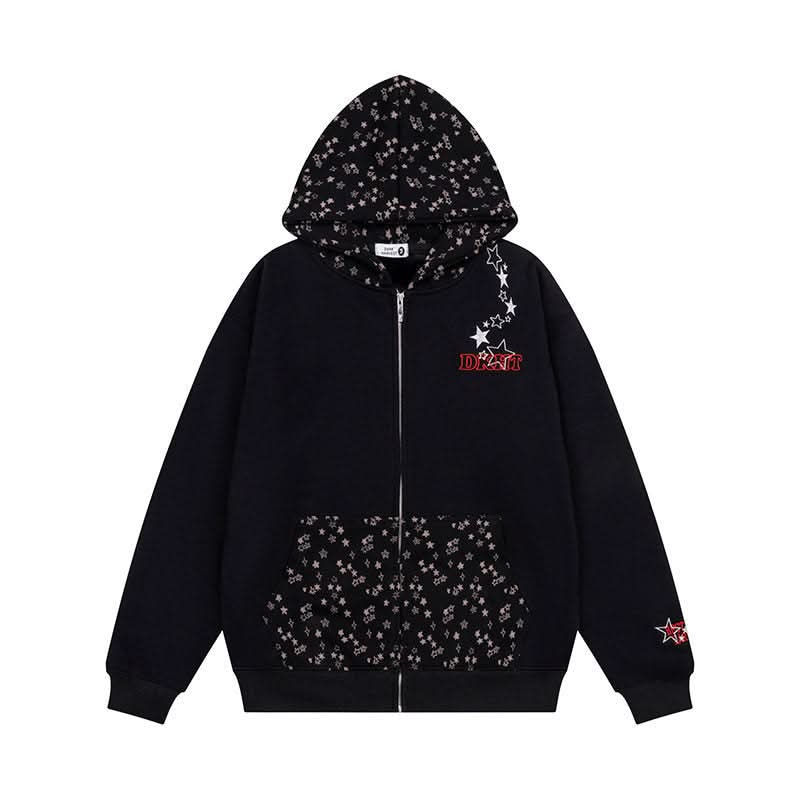 Kapuzen-Reißverschluss-Hoodie lockere Passform Langarmjacke Streetwear-Stil