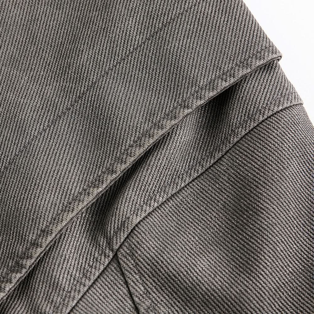 Splicing contrasting PU leather collar jacket