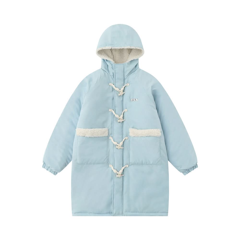 Long knee length hooded cotton jacket