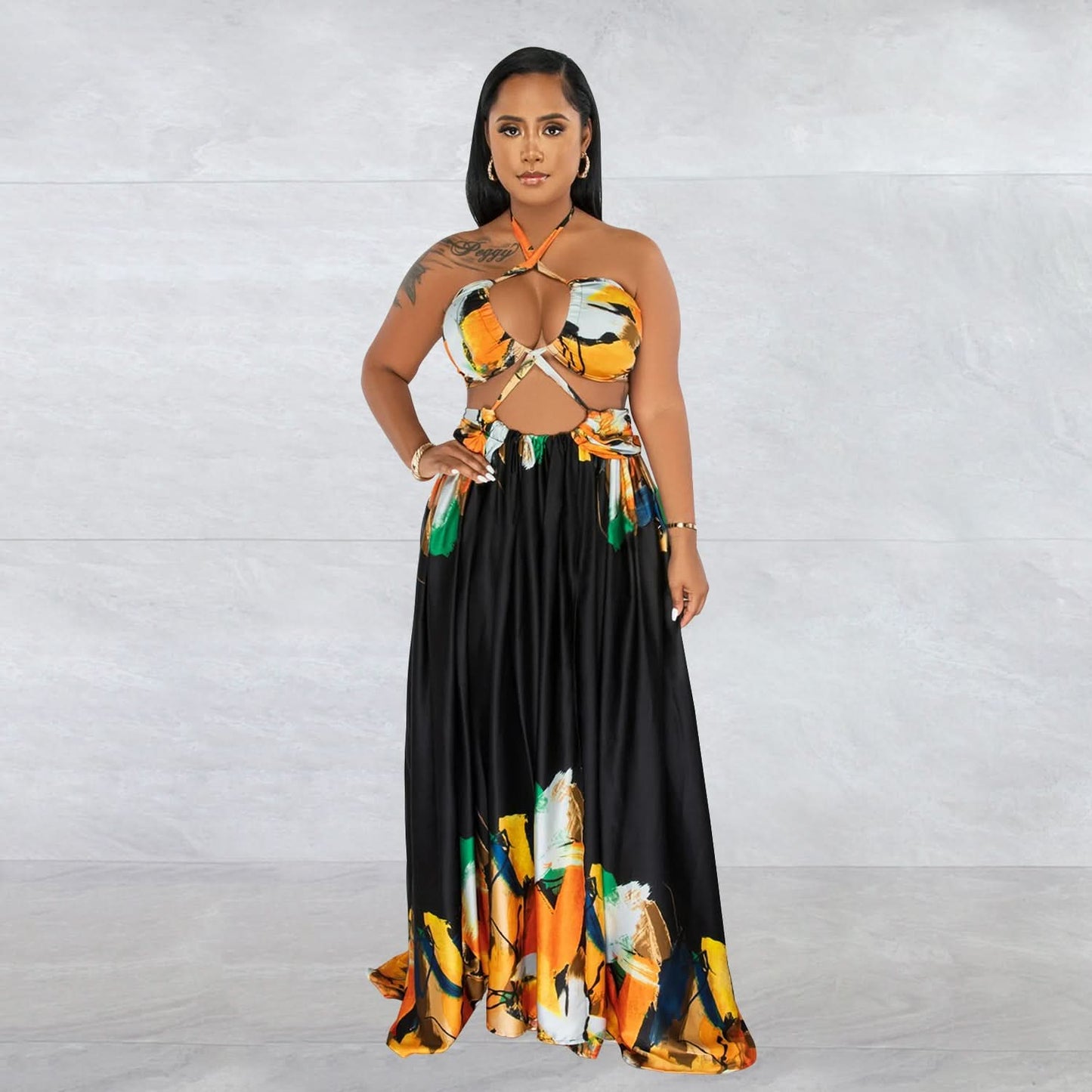 Modisches Damen-Wickelkleid, ärmellos, mit Bindegürtel, eng anliegend, lang